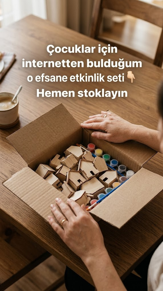 Icona - Boyanabilir Mini Ahşap Ev Seti – Eğitici Etkinlik ve Dekor Oyunu