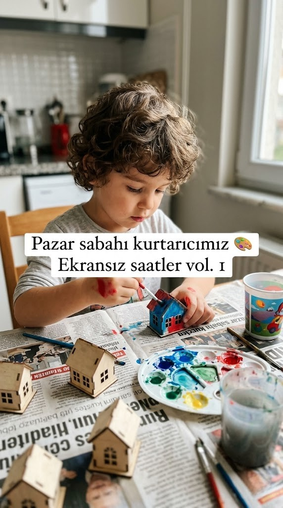 Icona - Boyanabilir Mini Ahşap Ev Seti – Eğitici Etkinlik ve Dekor Oyunu