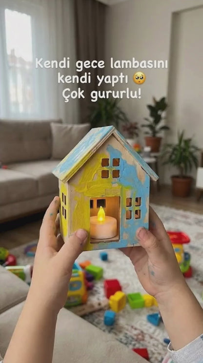 Icona - Boyanabilir Mini Ahşap Ev Seti – Eğitici Etkinlik ve Dekor Oyunu